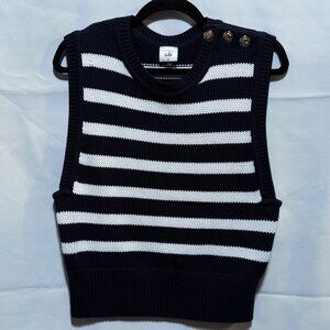 CAbi Topsail Vest Spring '25 Medium Navy White Stripe EUC Rack item purchase.